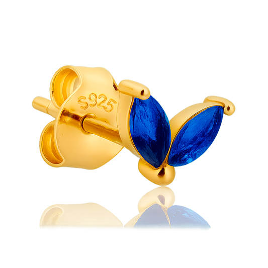 Pendiente Blossom Azul Oro
