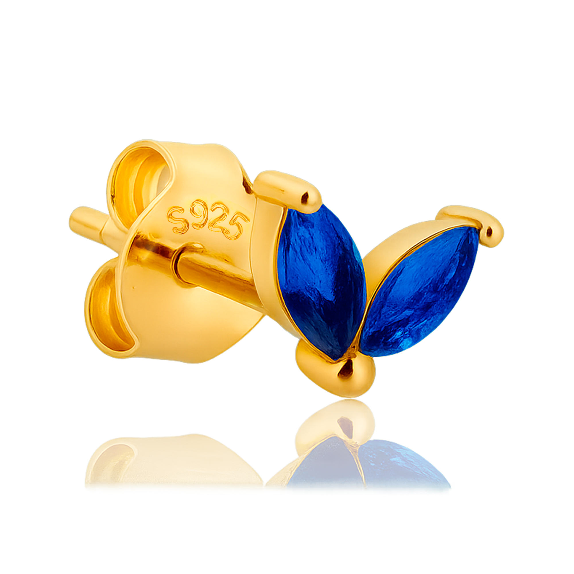Pendiente Blossom Azul Oro