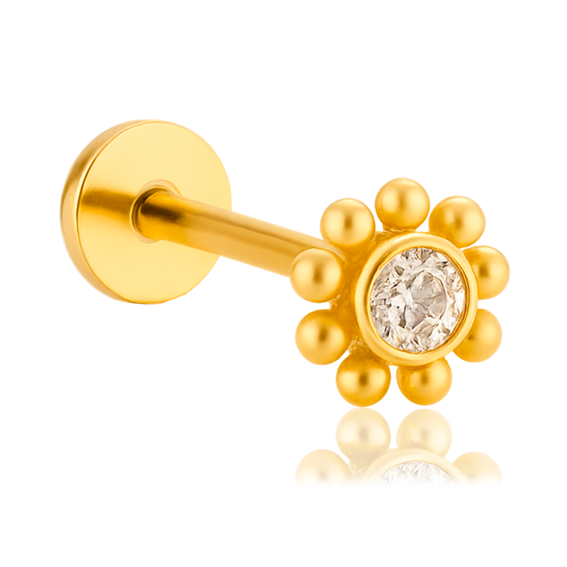 Orecchino a forma di girasole in oro