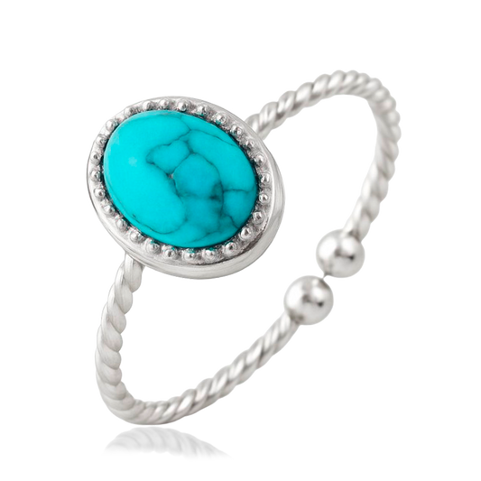 Anillo Oval Turquesa Plata