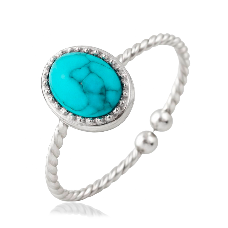 Anillo Oval Turquesa Plata