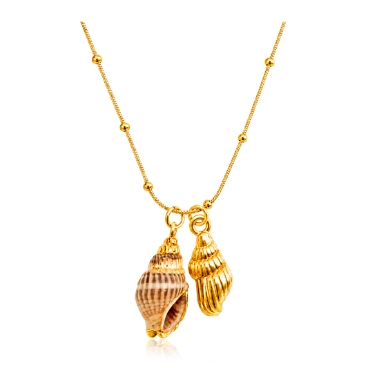 Collar Oceana Caracola Marina Natural Oro