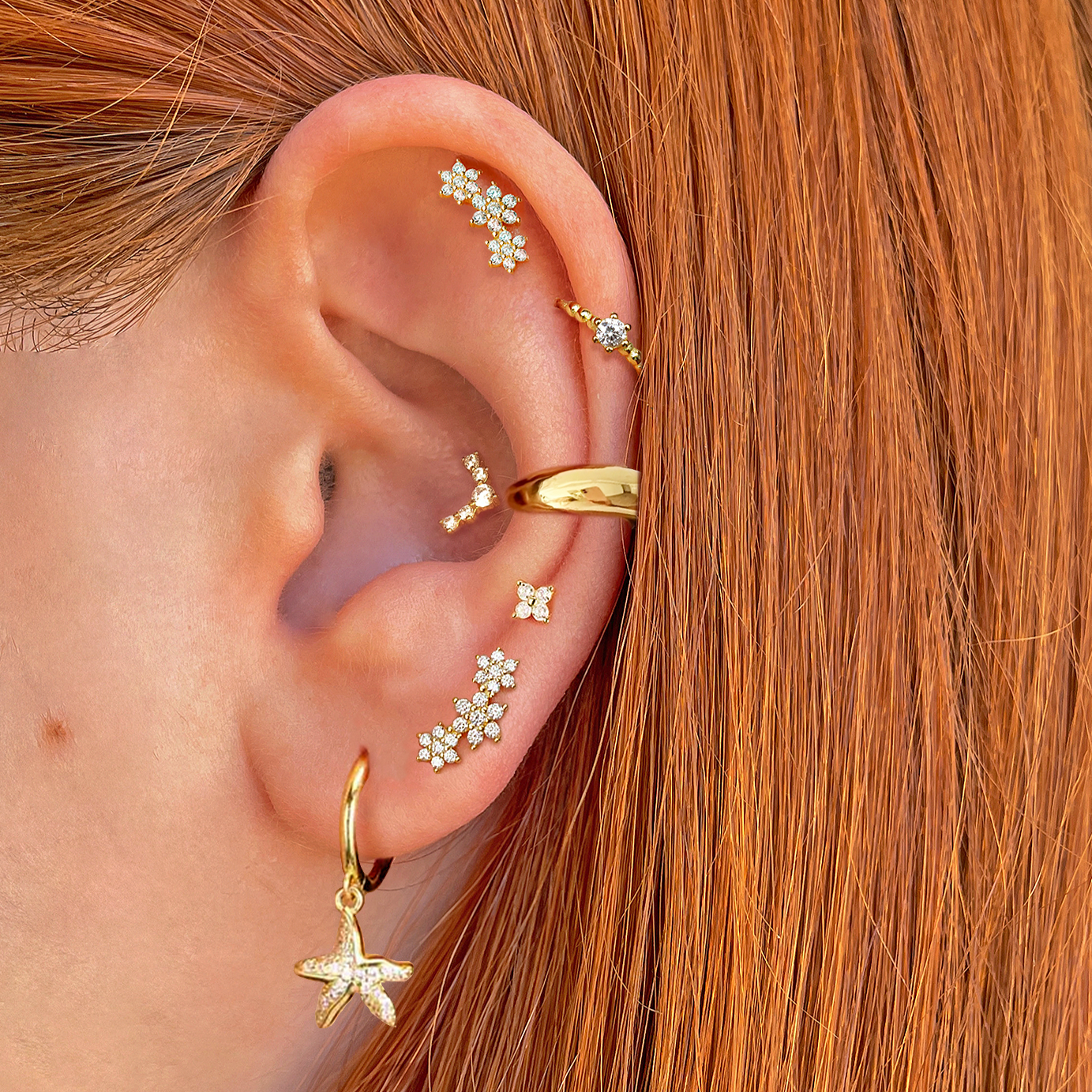 Aros Lis Blanco Oro
