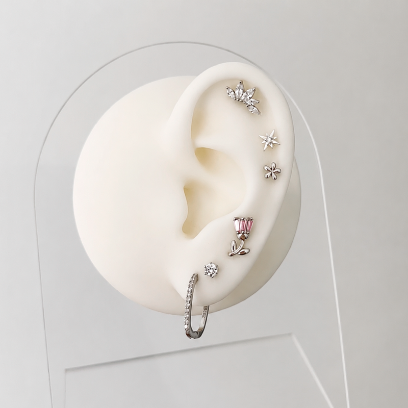 Mini White Flower Earring