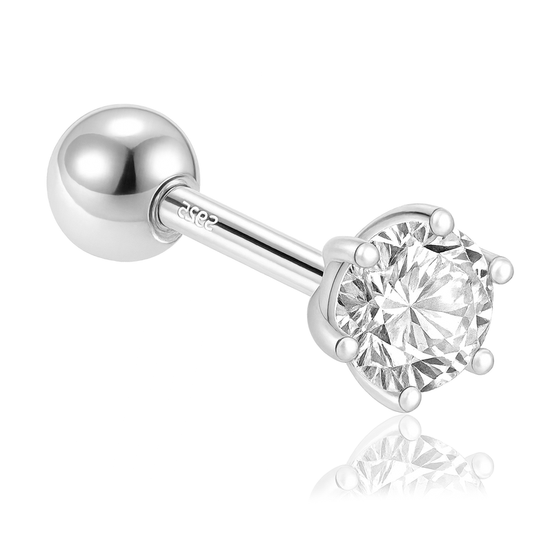 Pendiente Mini Brillo Plata - 3mm
