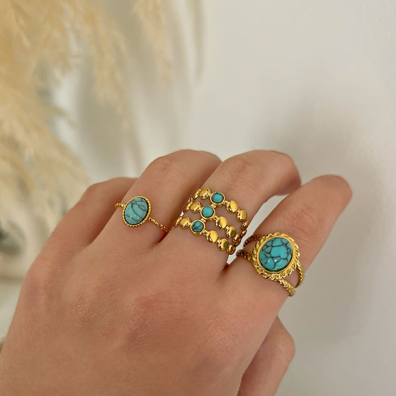 Anillo Oval Turquesa Oro