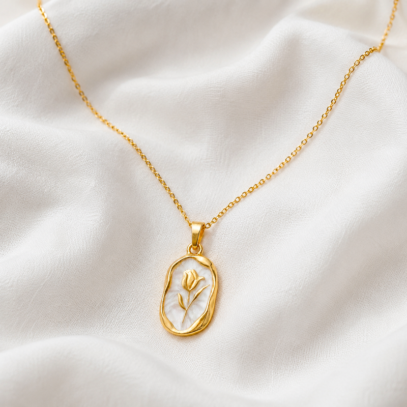 Collar Tulipán Blanco Oro
