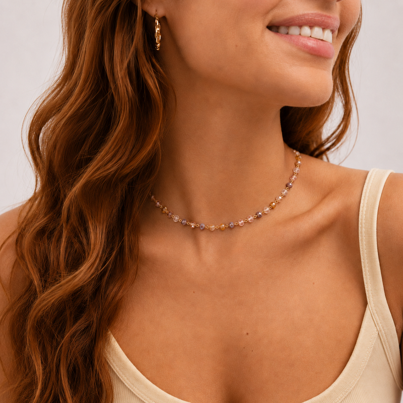 Choker Beads Blush Oro