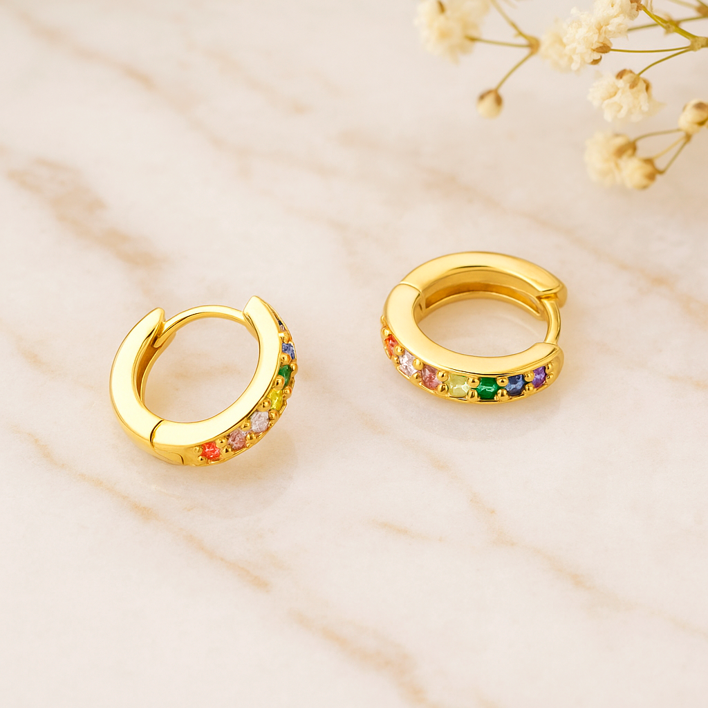 Gold Mini Rainbow Hoops - 7mm 