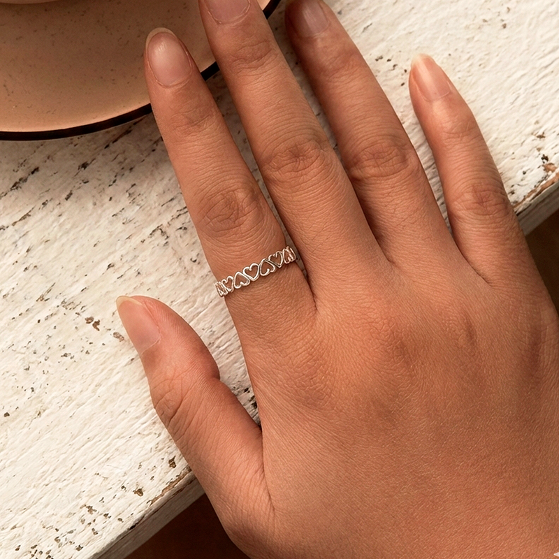 Anello Cuori Argento