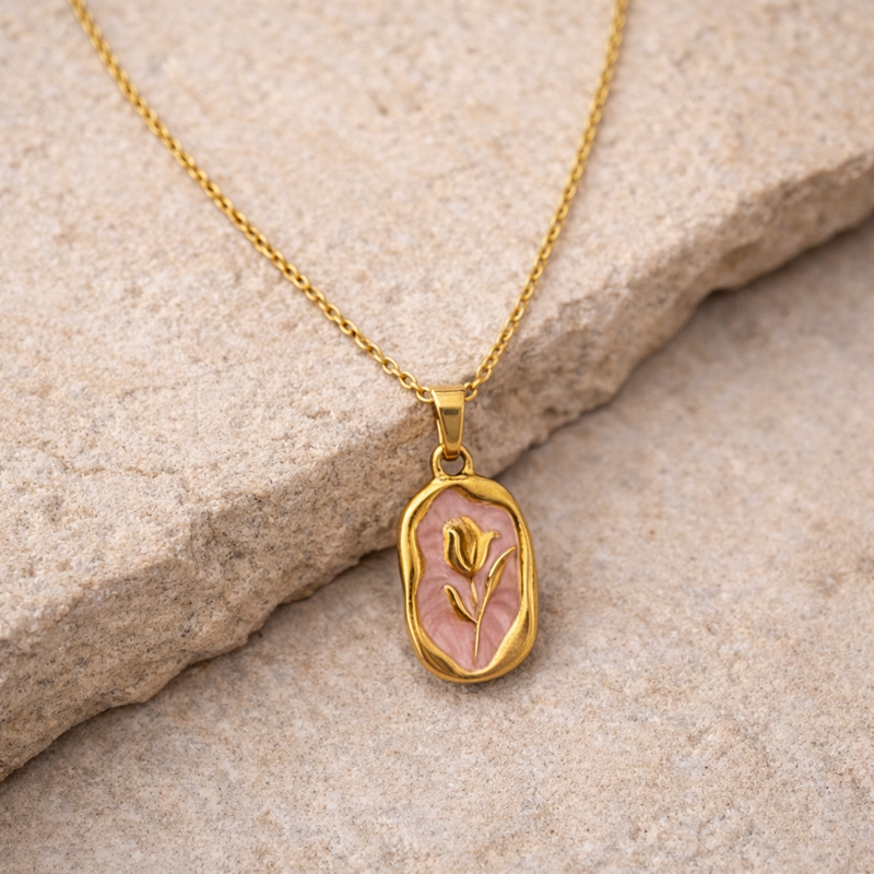 Collar Tulipán Rosa Oro