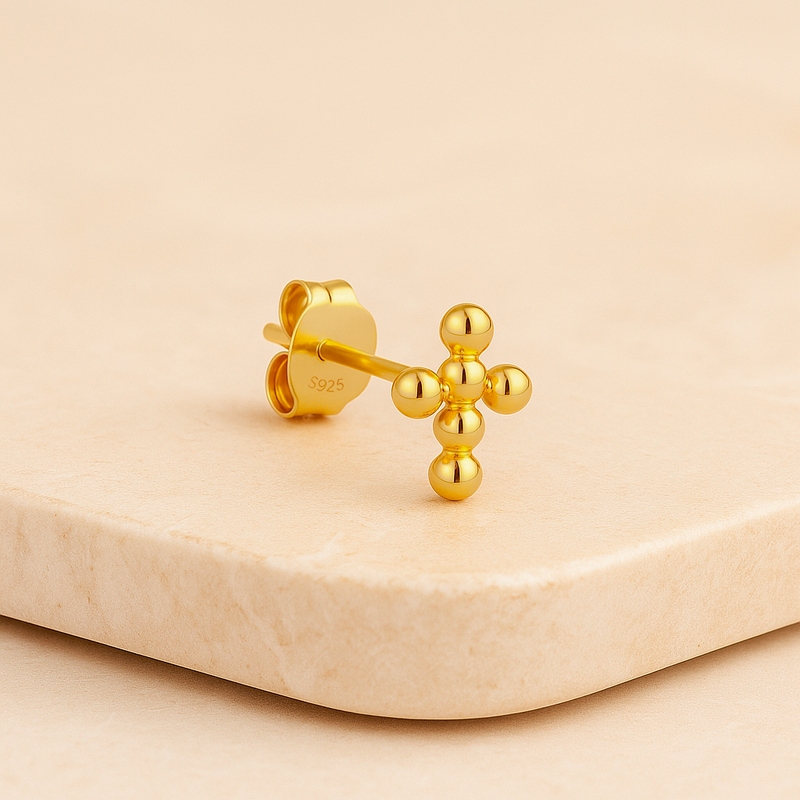 Orecchino Mini Croce Oro