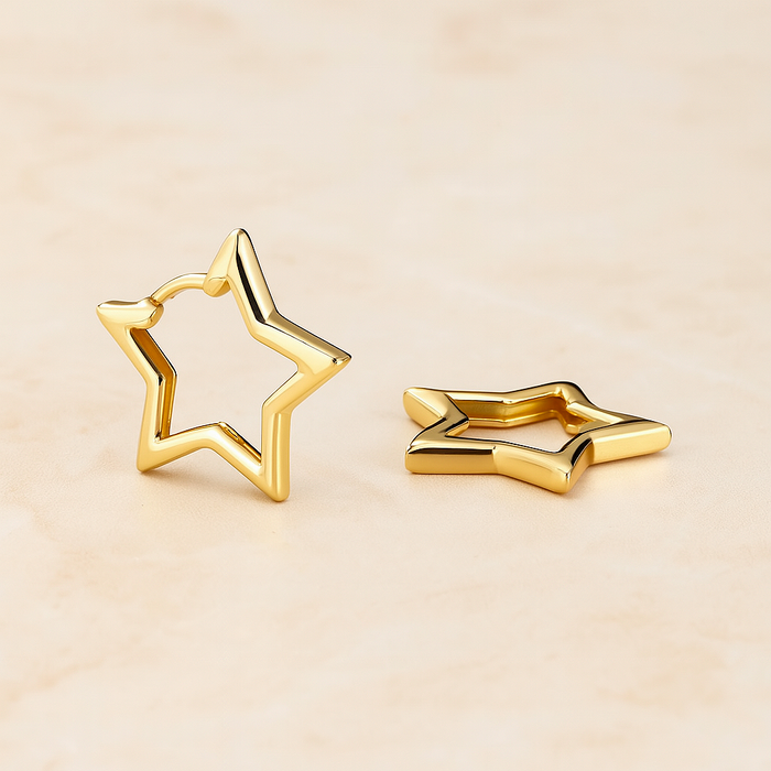 Orecchini a cerchio Star Gold
