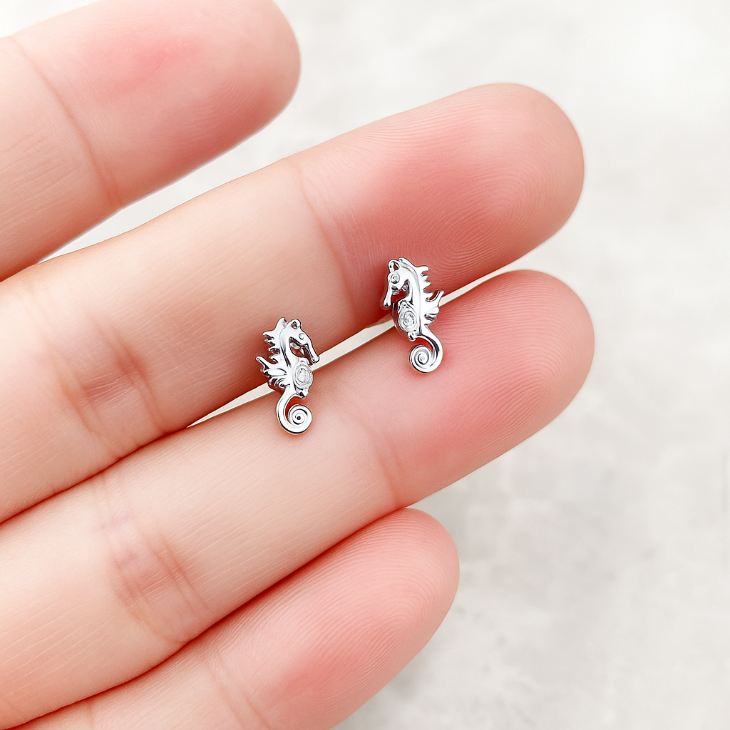 Pendientes Mini Caballito de Mar Plata