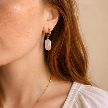 Aros Small Basic Perla Barroca Oro