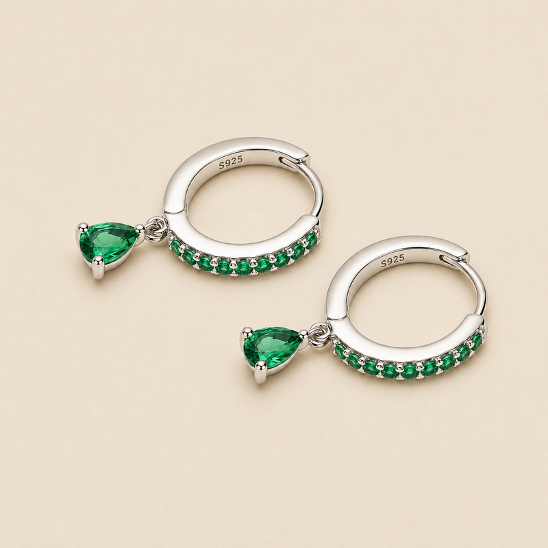Aros Ayla Verde Plata
