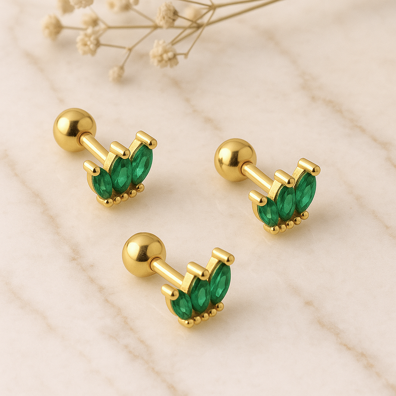 Orecchino a Tulipano Verde Oro