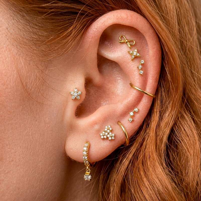 Gold Mini Moon Earring