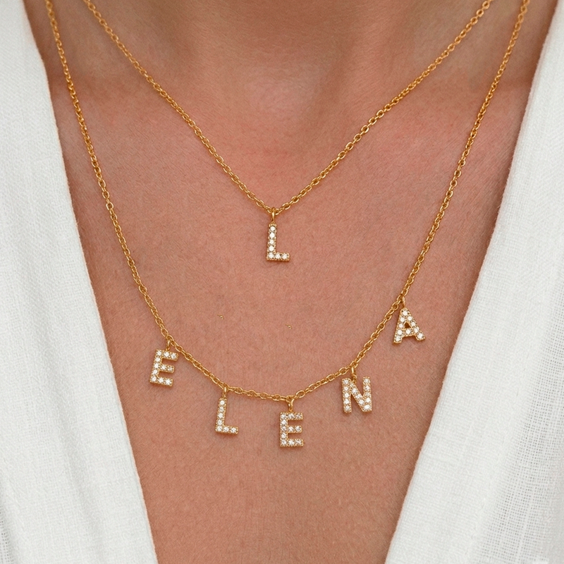 Collar Iniciales Personalizado Oro