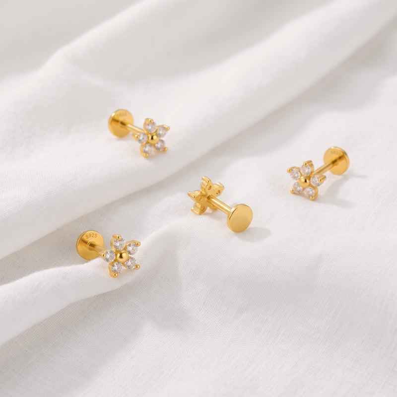 Orecchino White Daisy Oro