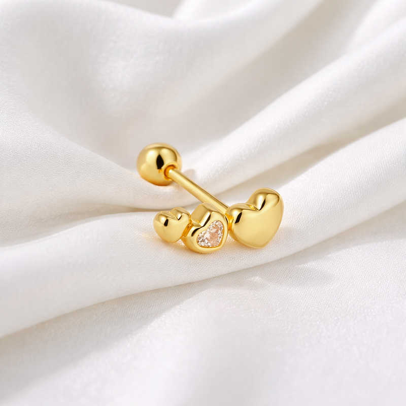 Orecchino Mini Cuori Oro