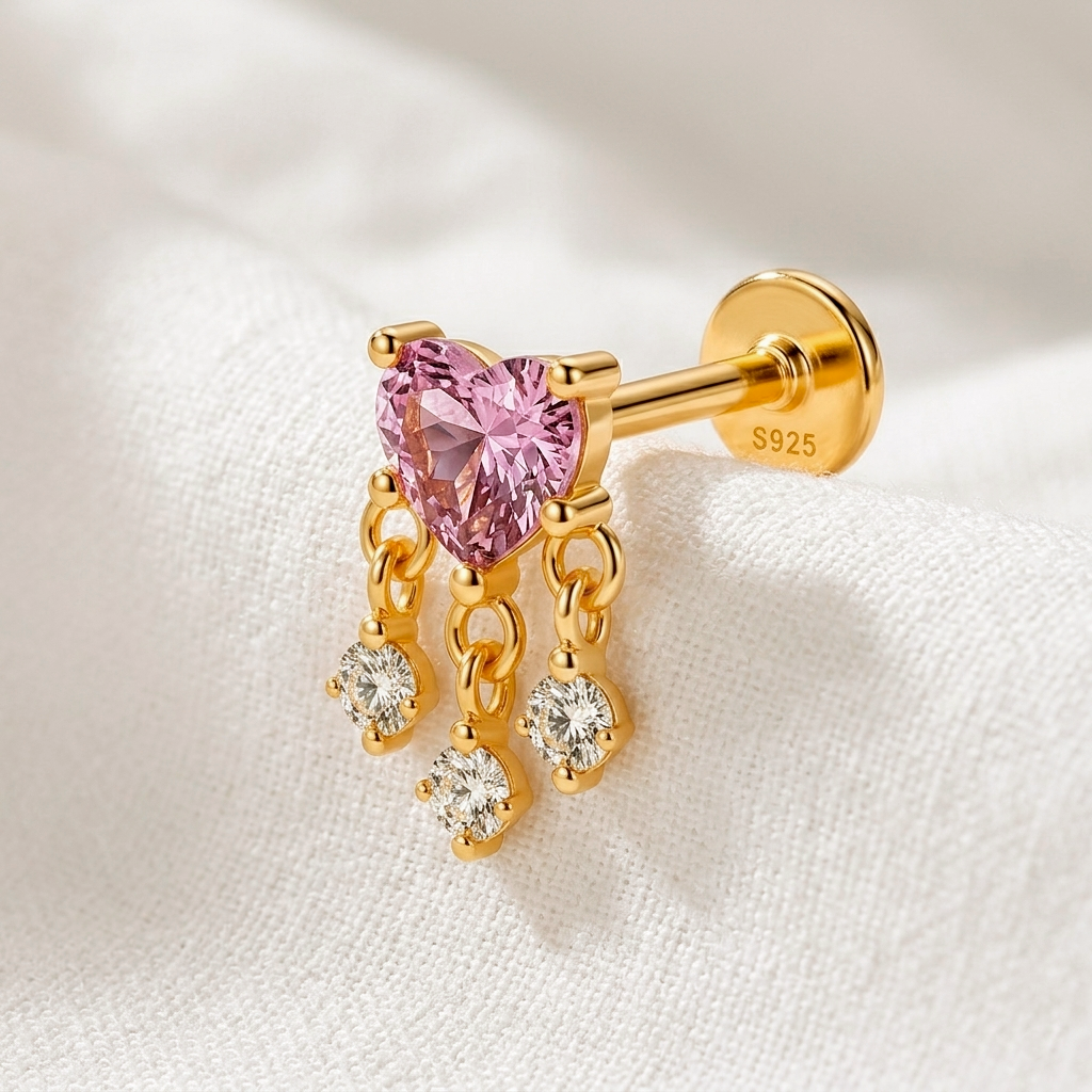 Orecchino Lila Heart Drop Oro