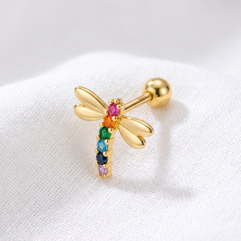 Pendiente Colorful Libélula Oro
