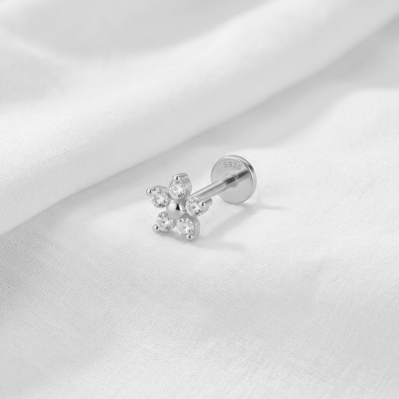 Orecchino White Daisy Argento