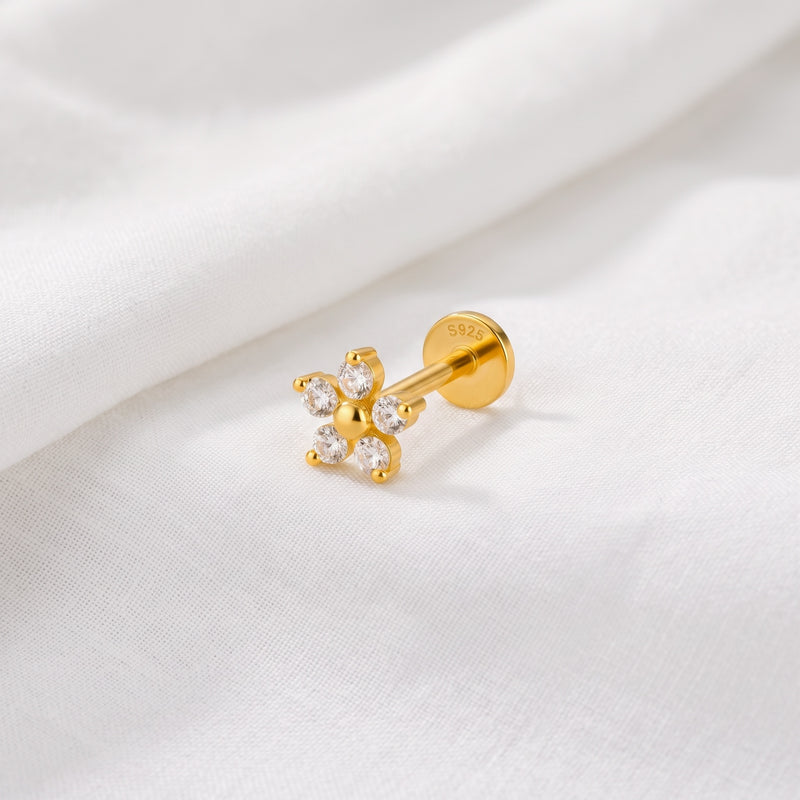 Orecchino White Daisy Oro