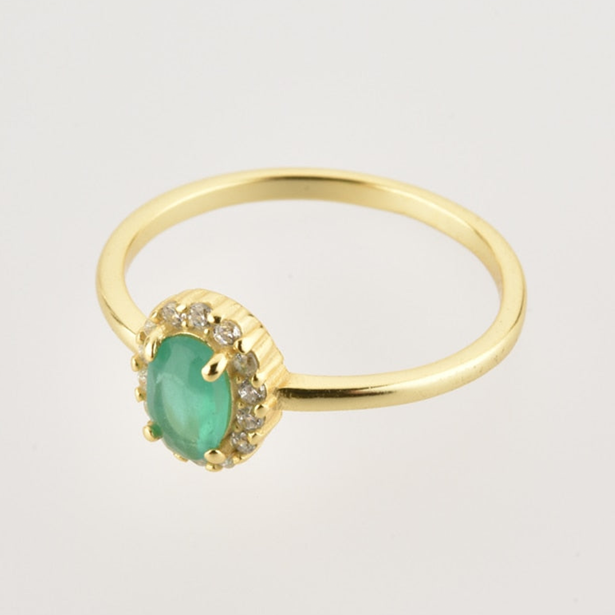 Anello ovale verde menta oro