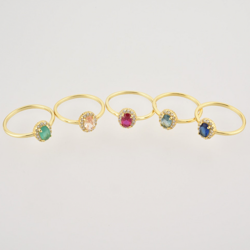 Anillo Oval Green Mint Oro