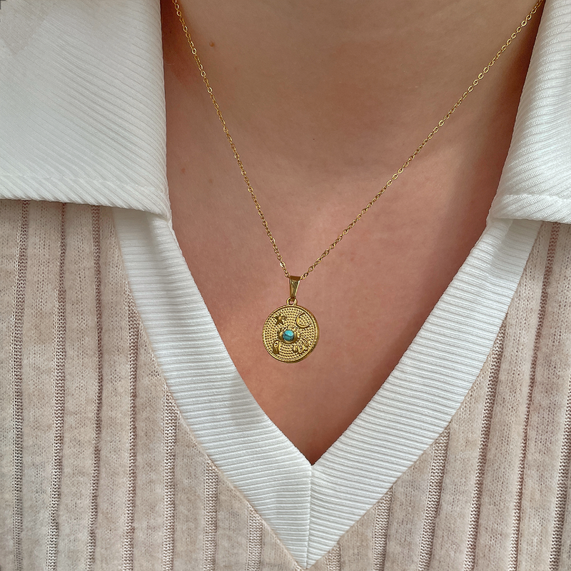 Collana Simboli Turchese Oro