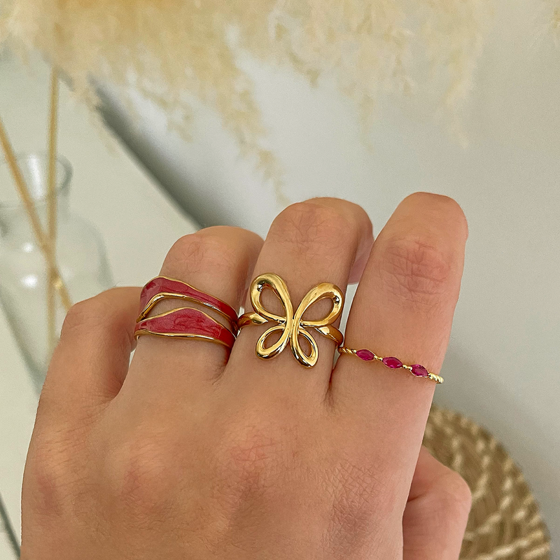 Anello Pink Drip Oro