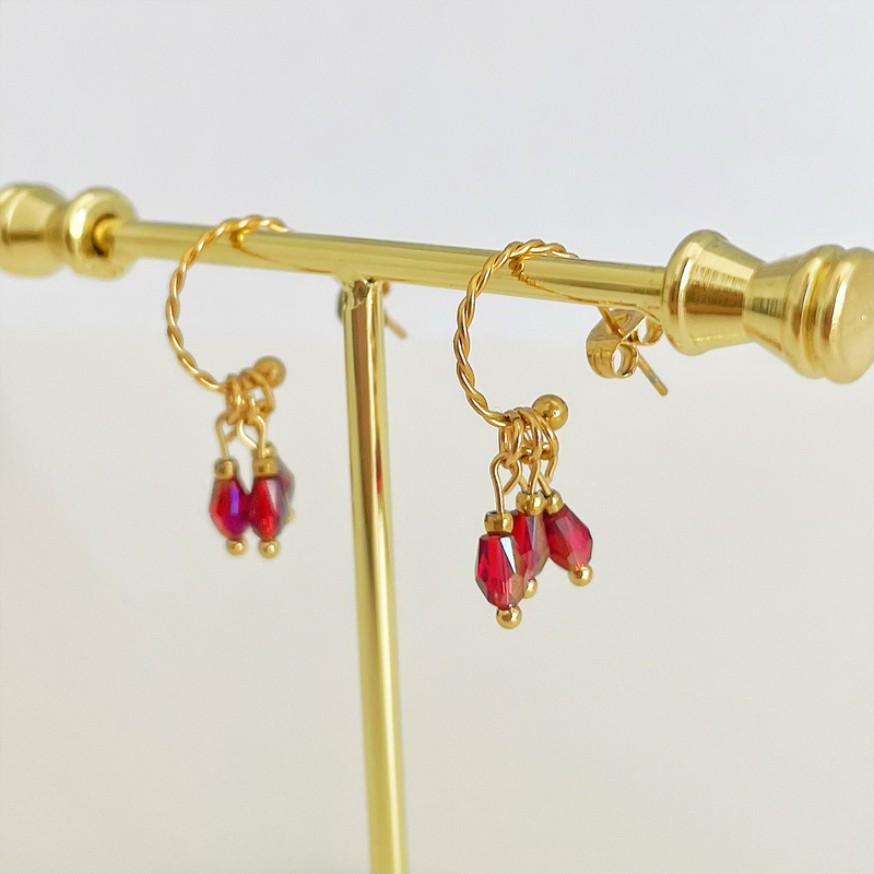 Orecchini a cerchio Rubino Charms Oro