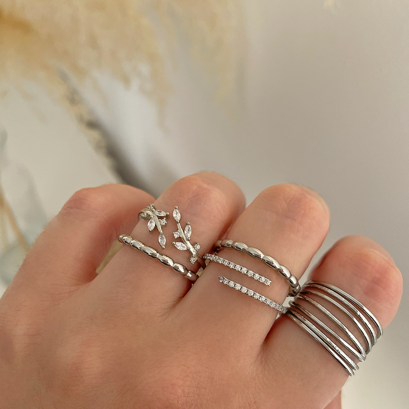 Silver Leaves Ring