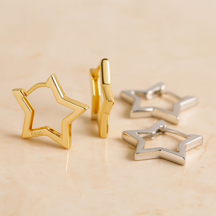 Orecchini a cerchio Star Gold