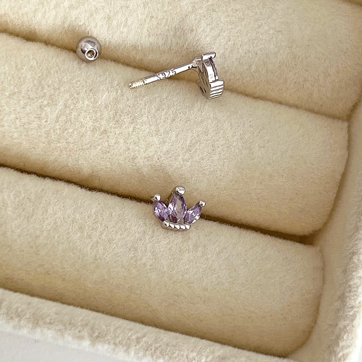 Pendiente Tulipán Lila Plata