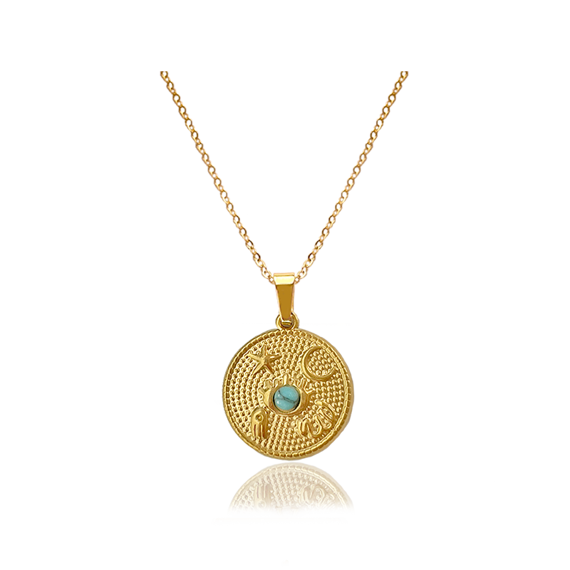 Collana Simboli Turchese Oro