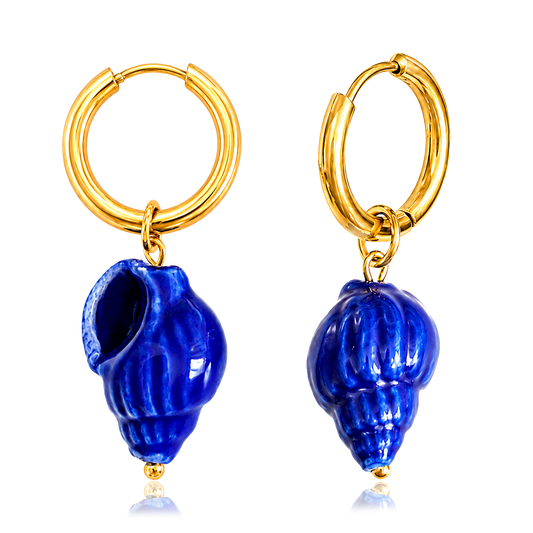 Aros Medium Basic Caracola Azul Oro