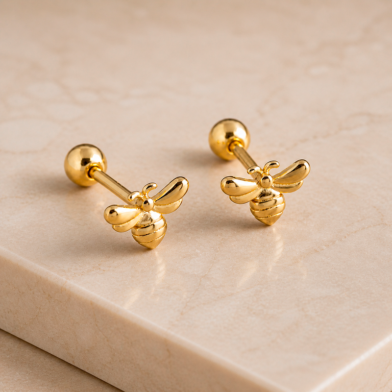 Pendiente Mini Abeja Oro