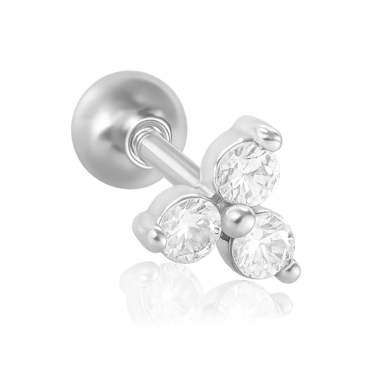 Orecchino Trifoglio Bianco Argento