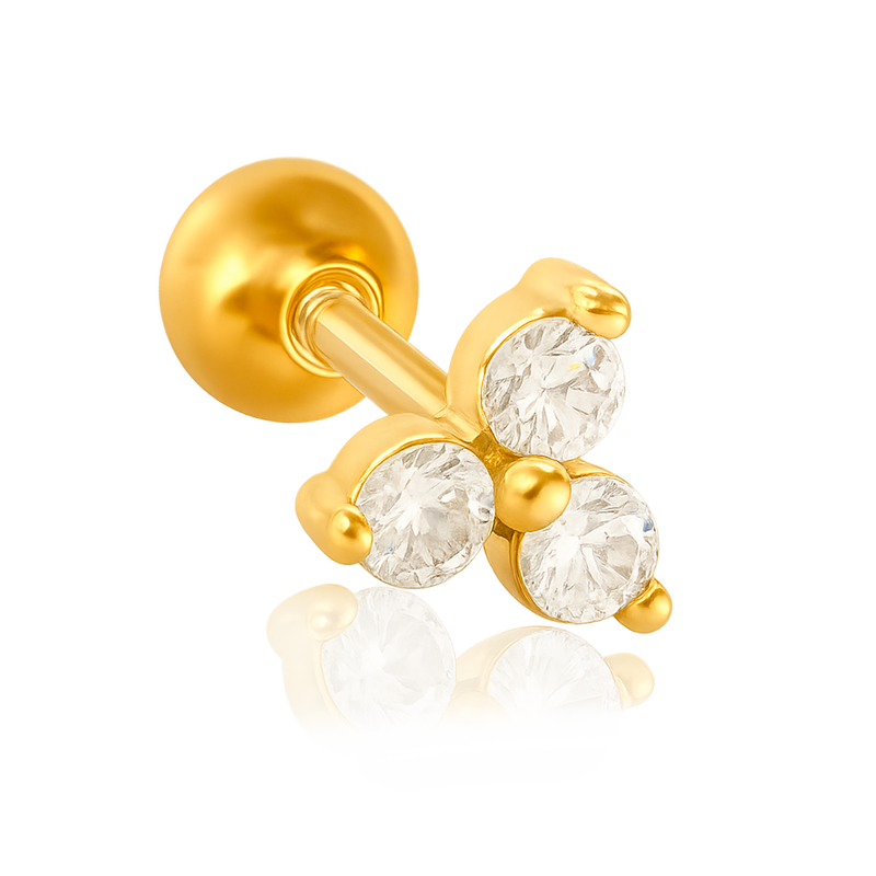Orecchino a quadrifoglio in oro bianco