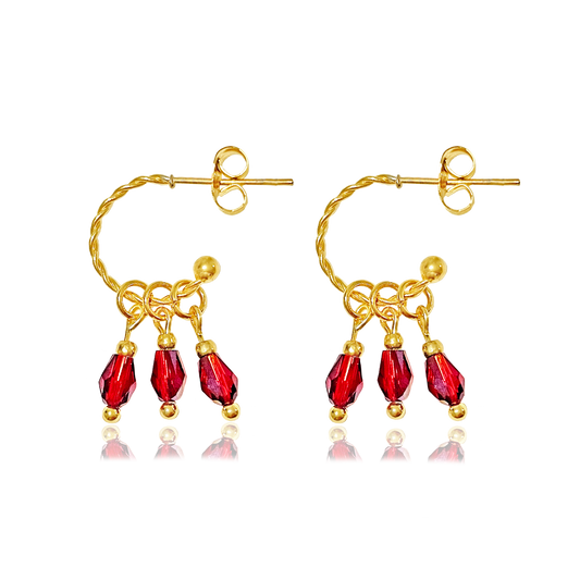 Aros Rubí Charms Oro
