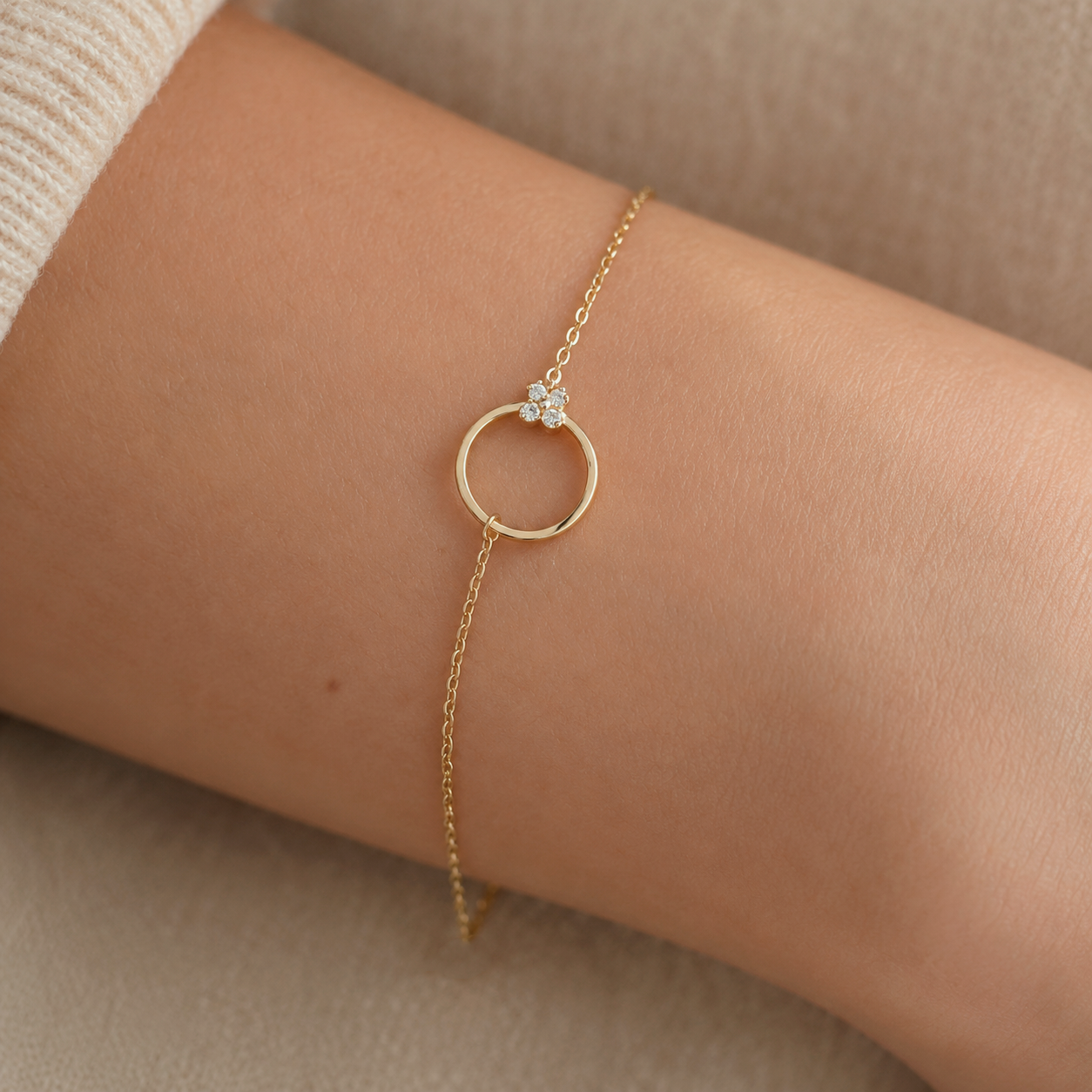 Pulsera Circle Mini Flower Oro