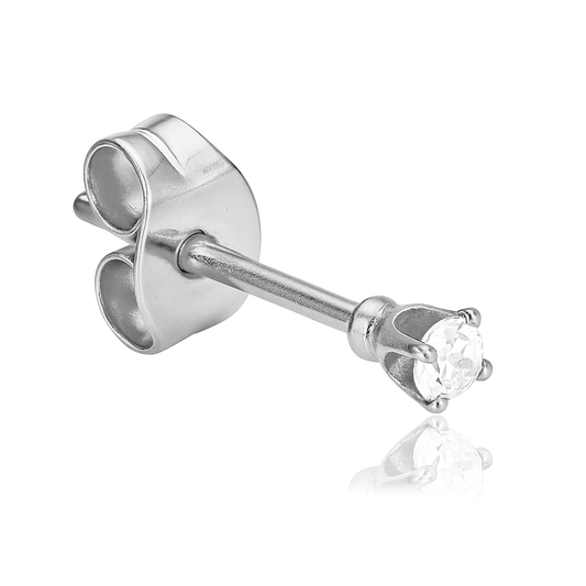 Orecchino Brillante Acciaio Argentato - 2mm