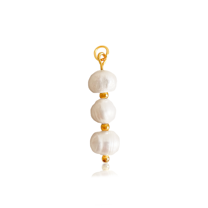 Ciondolo Tripla Perla Naturale Oro