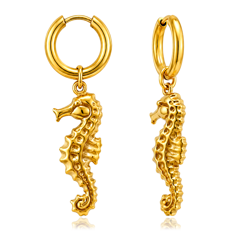 Orecchini Medi Basic Conchiglia Blu Oro