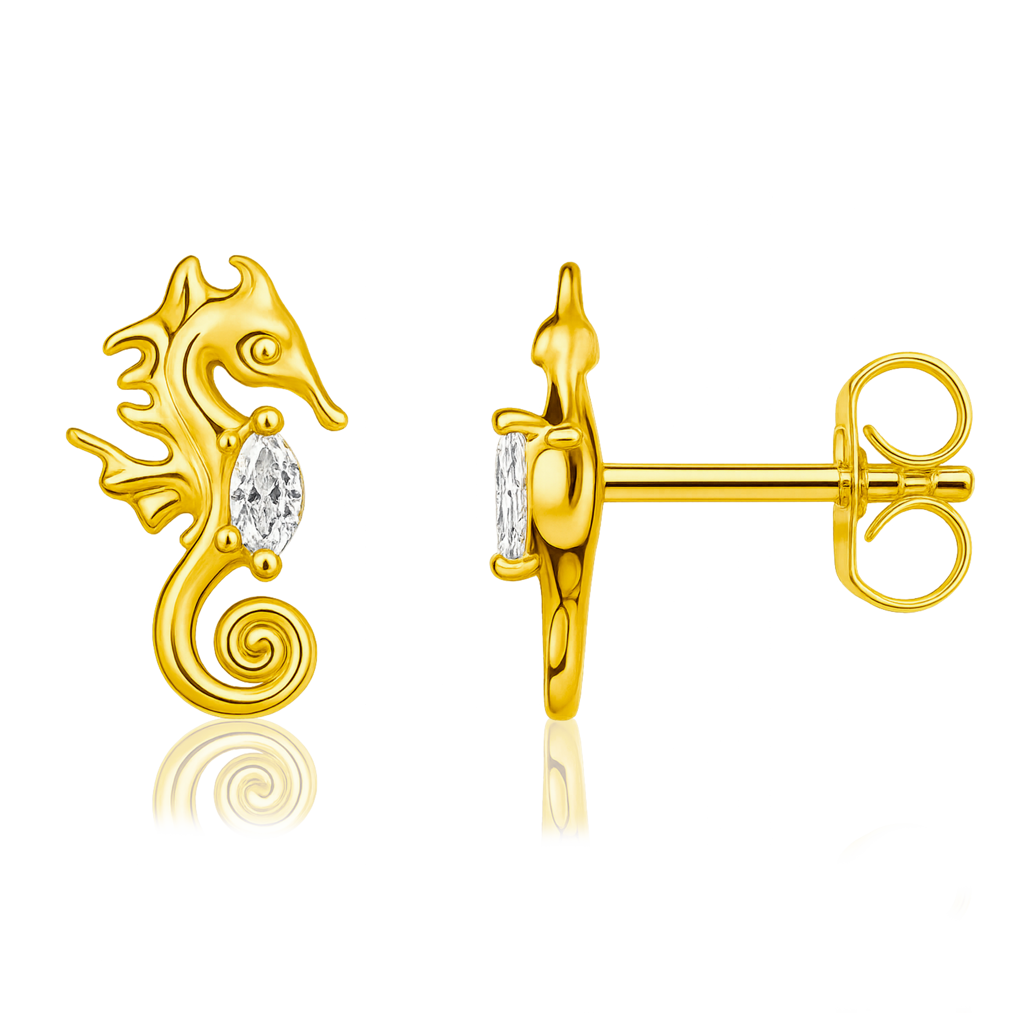 Pendientes Mini Caballito de Mar Oro