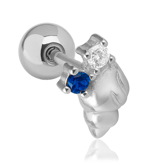 Pendiente Caracola de Mar Azul Plata