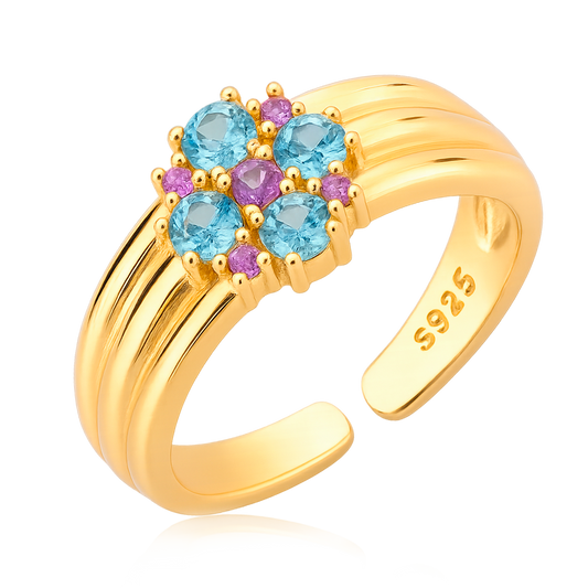 Anillo Parisa Celeste Oro